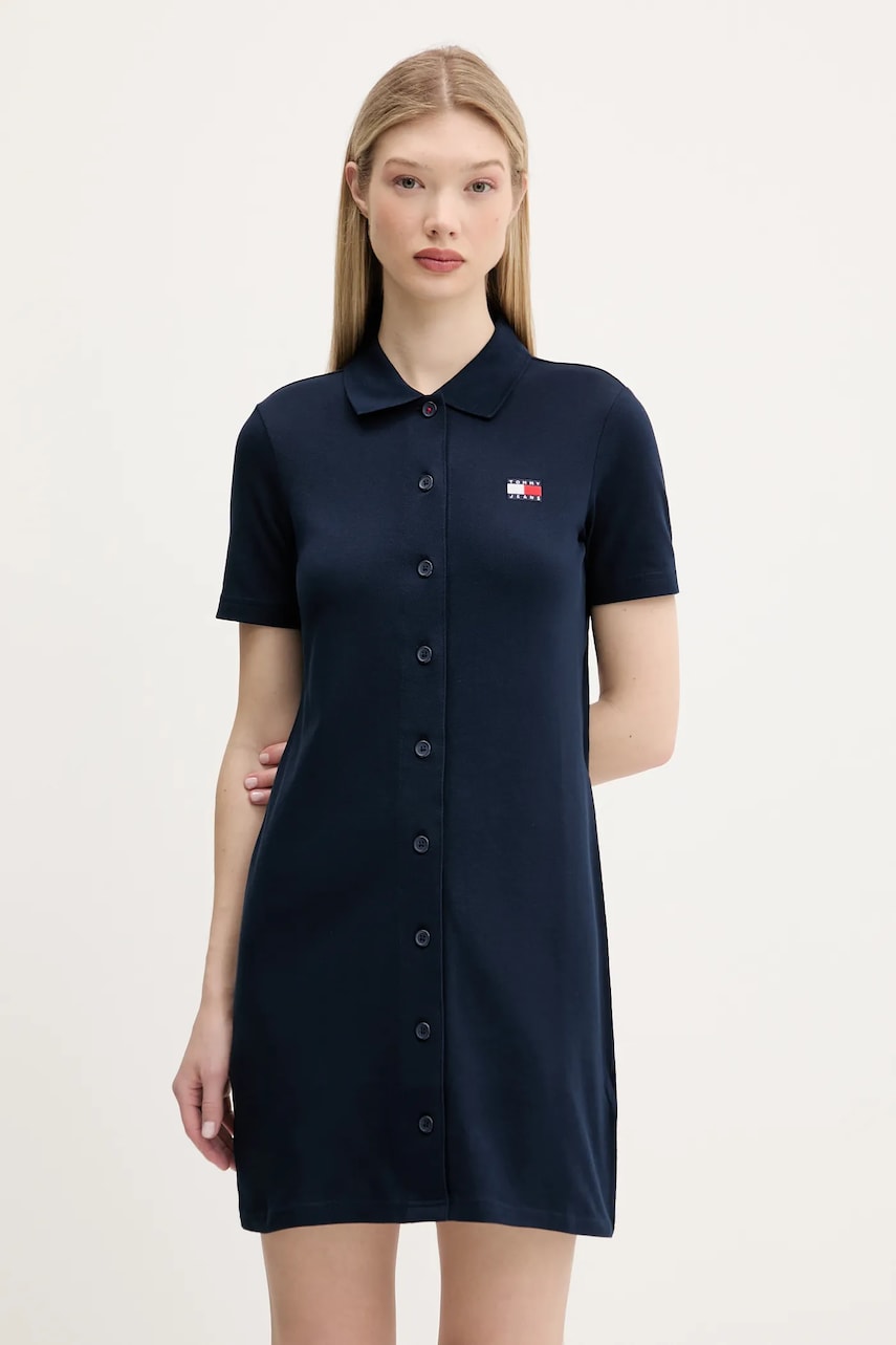 Tommy Jeans rochie culoarea bleumarin, mini, drept, DW0DW20302 Tommy Jeans rochie culoarea bleumarin, mini, drept, DW0DW20302
