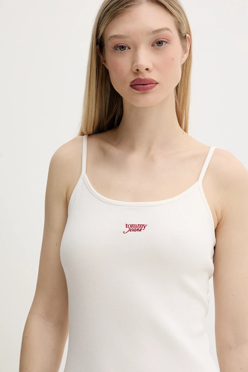 Сукня Tommy Jeans колір бежевий midi облягаюче DW0DW20330