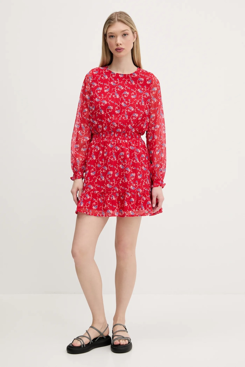 Платье Tommy Jeans цвет красный mini расклешённое DW0DW20338 Платье Tommy Jeans цвет красный mini расклешённое DW0DW20338