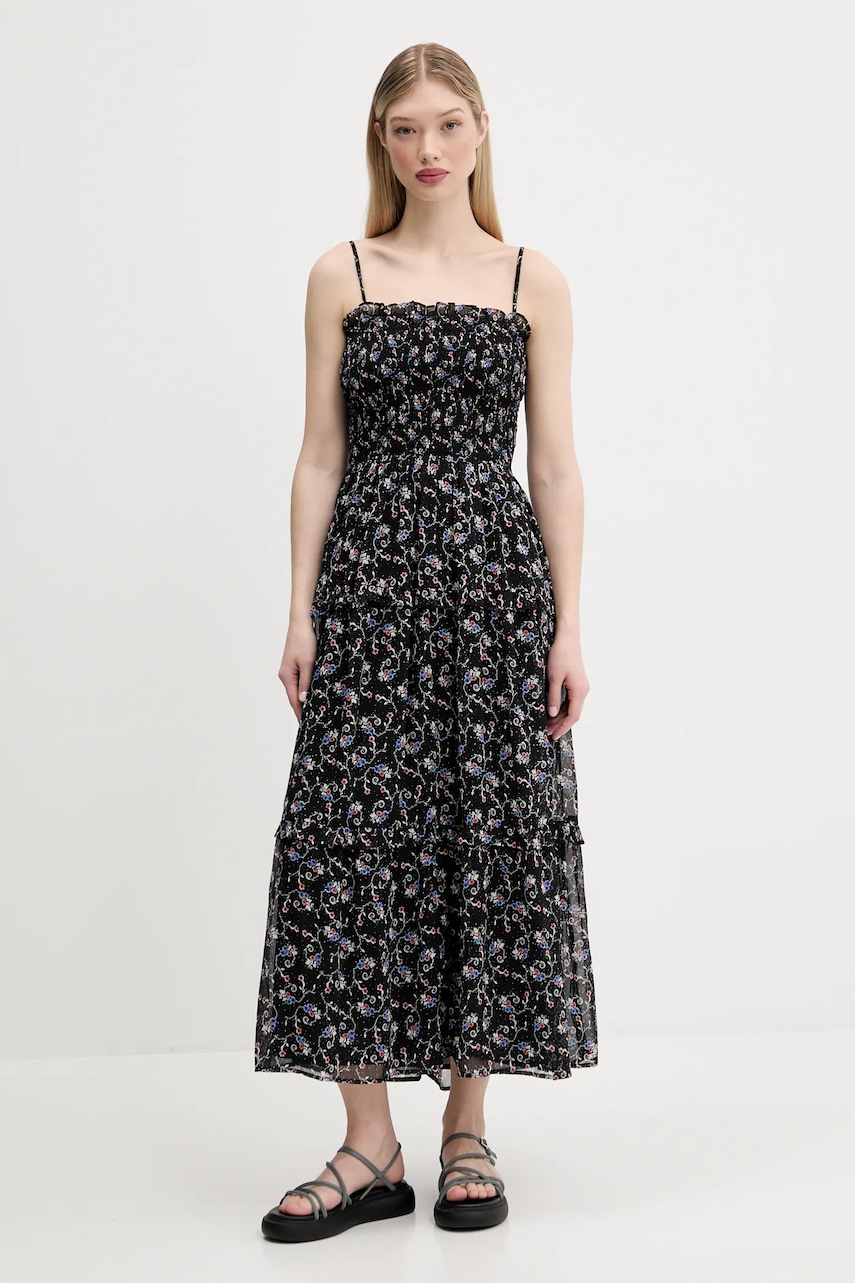 Tommy Jeans rochie culoarea negru, maxi, evazati, DW0DW20339 Tommy Jeans rochie culoarea negru, maxi, evazati, DW0DW20339