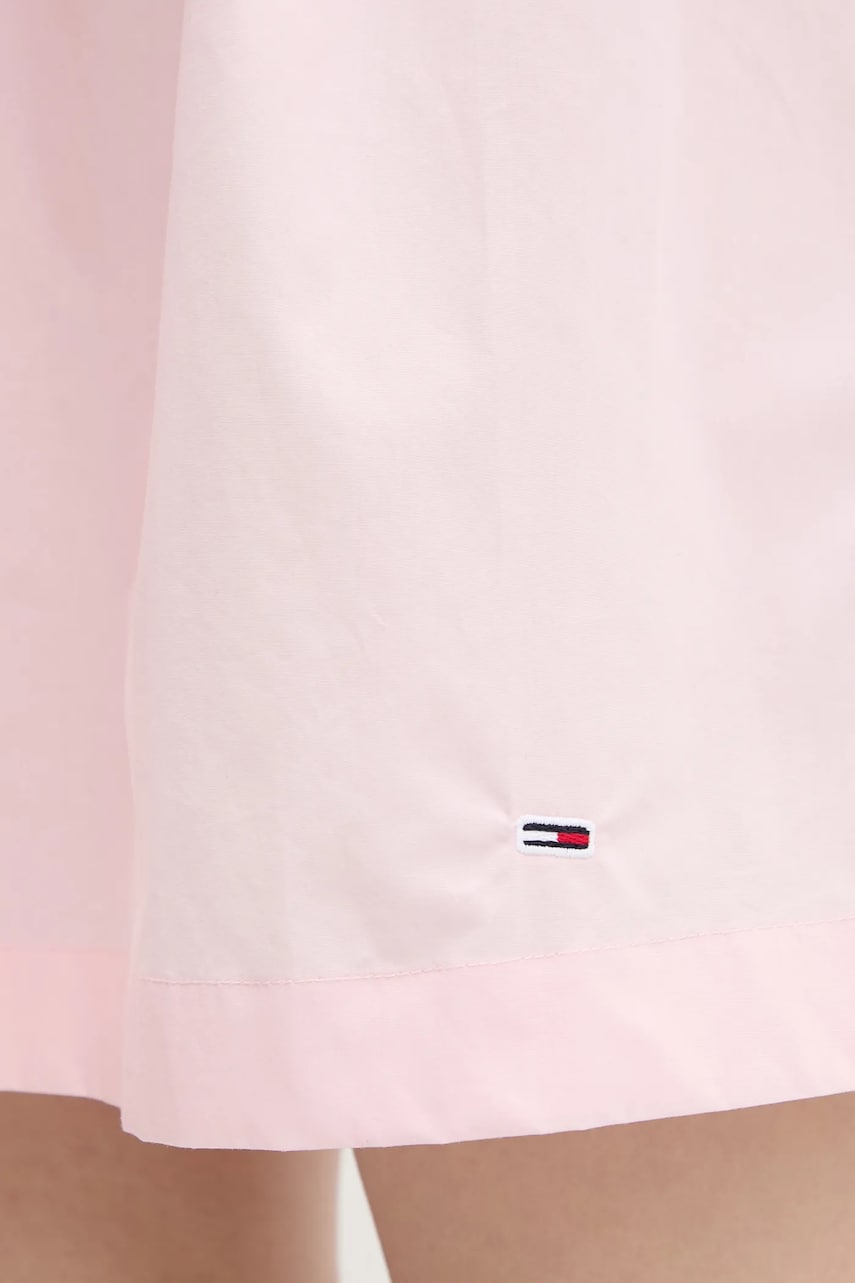 Бавовняна сукня Tommy Jeans колір рожевий mini розкльошена DW0DW20343