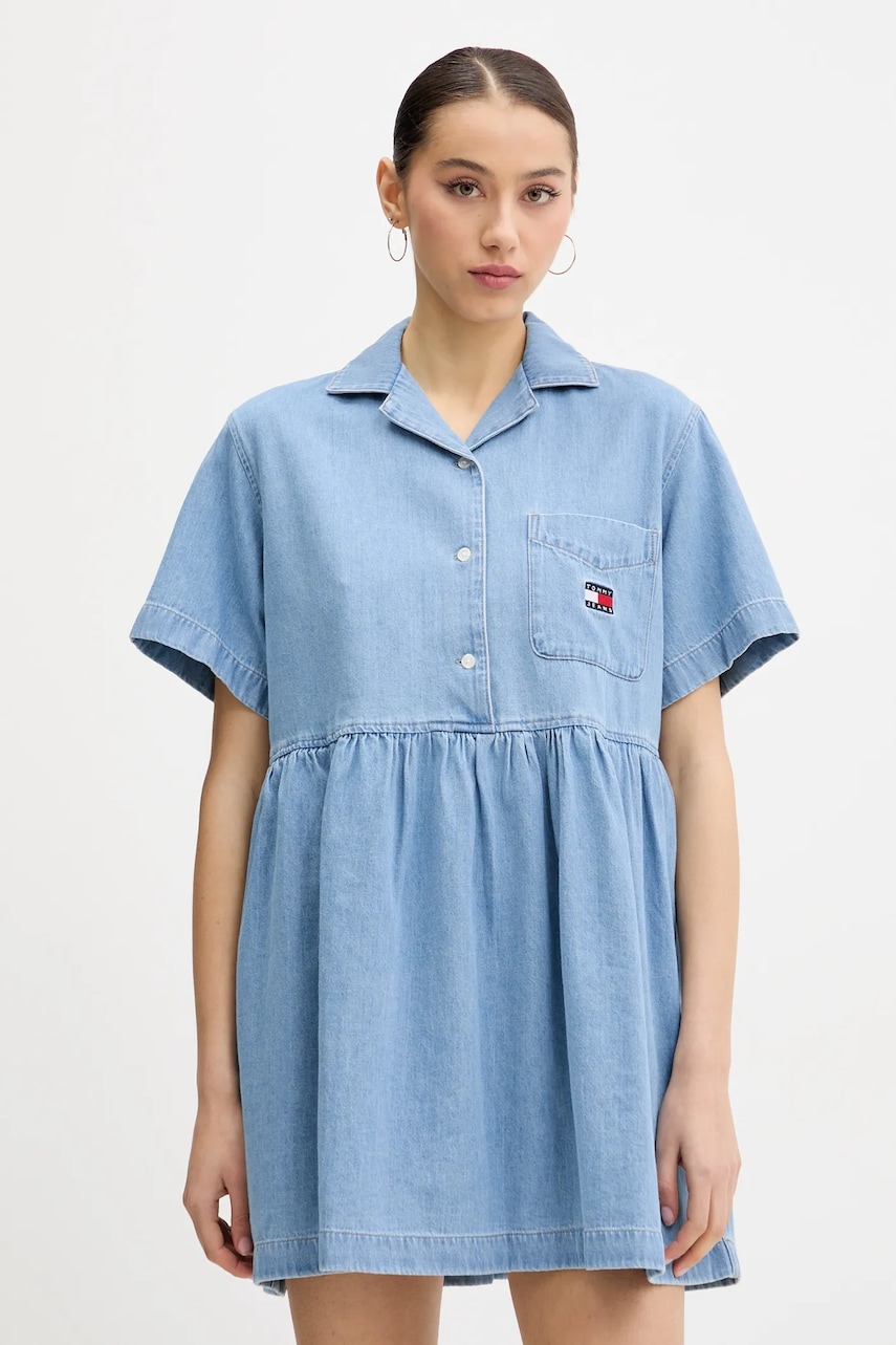 Tommy Jeans rochie din denim mini, evazati, DW0DW20372 Tommy Jeans rochie din denim mini, evazati, DW0DW20372