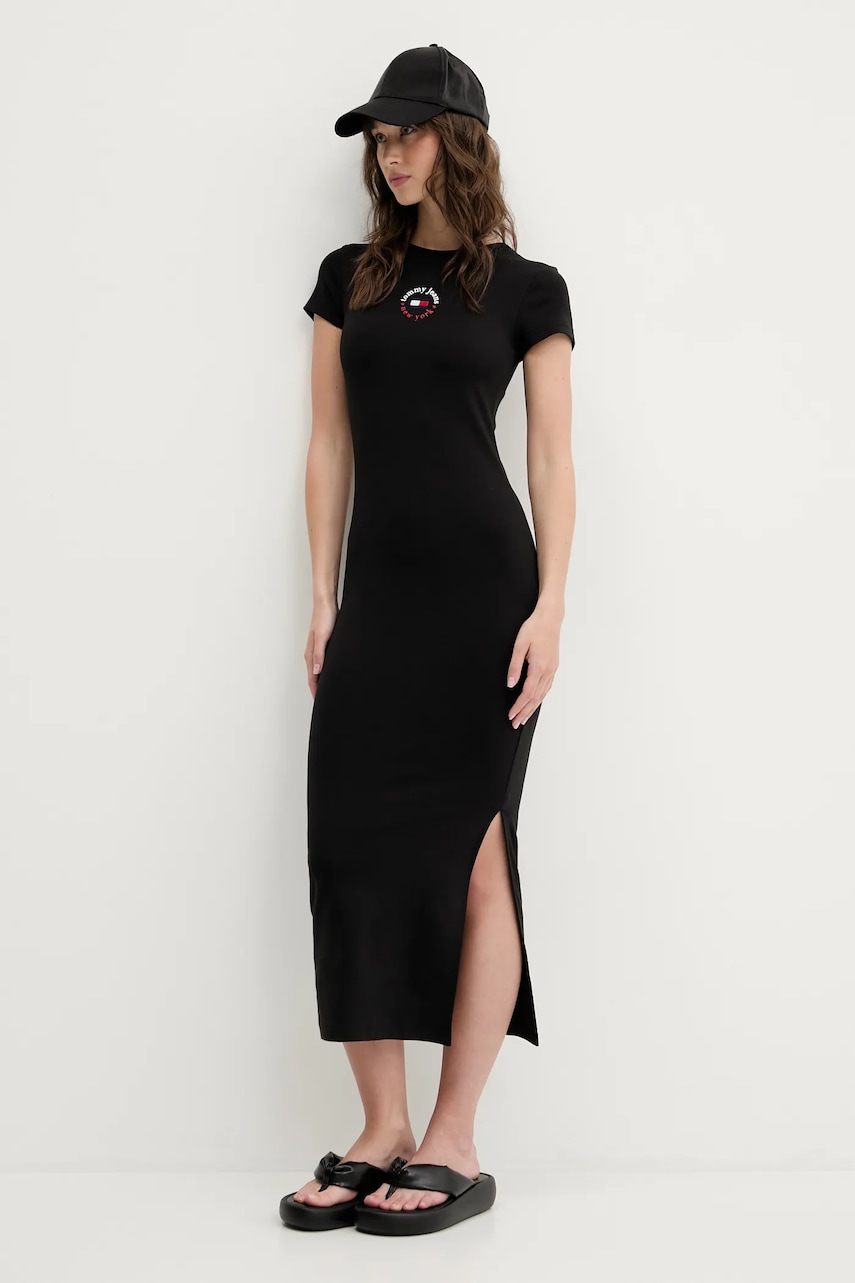 Платье Tommy Jeans цвет чёрный midi облегающее DW0DW20384 Платье Tommy Jeans цвет чёрный midi облегающее DW0DW20384