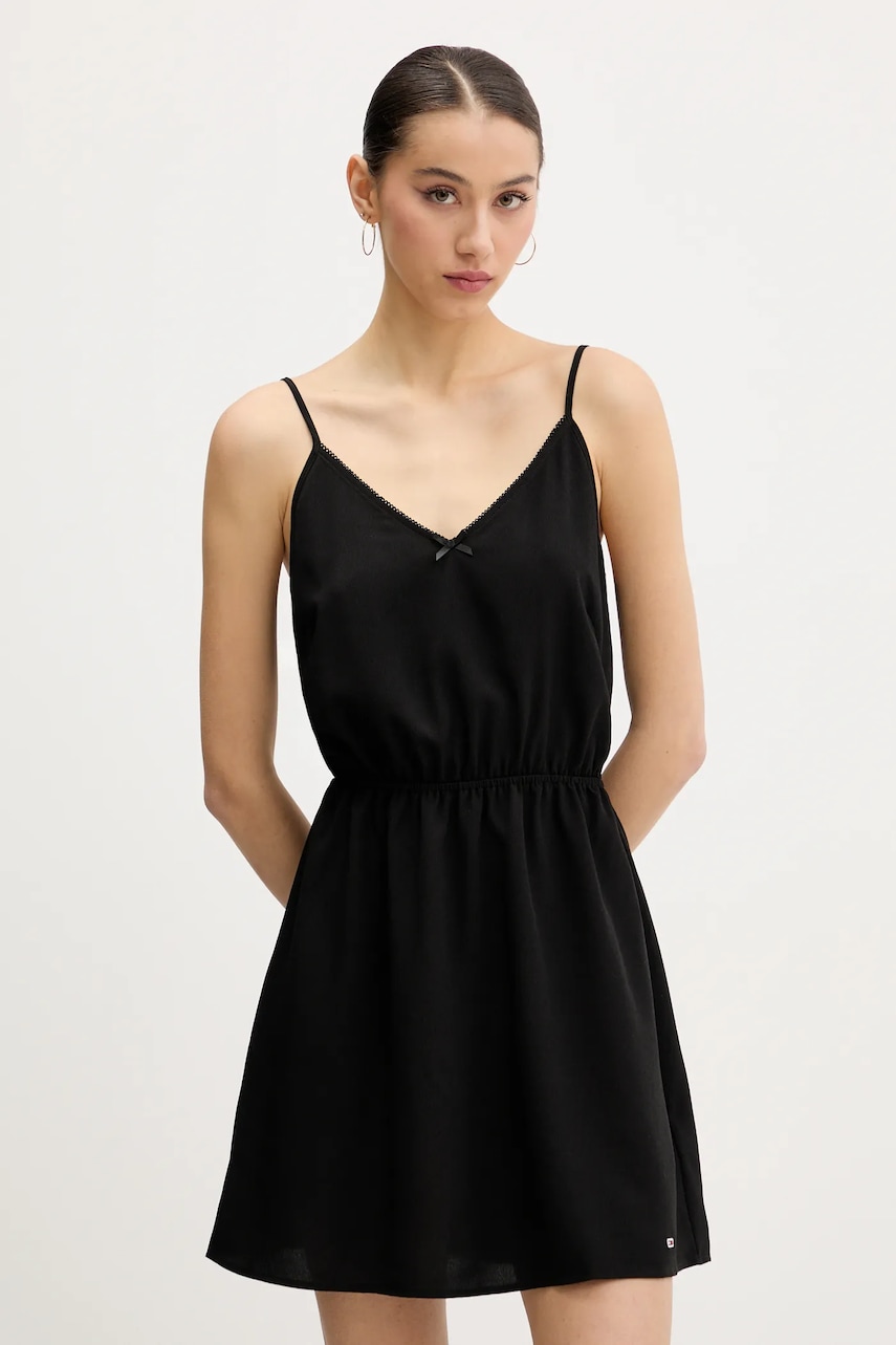Tommy Jeans rochie culoarea negru, mini, evazati, DW0DW20613