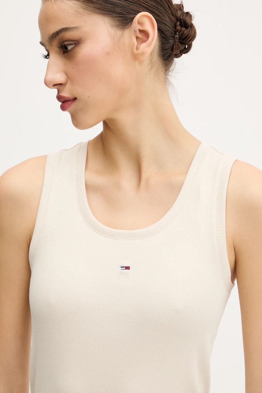 Сукня Tommy Jeans колір бежевий mini облягаюча DW0DW20674