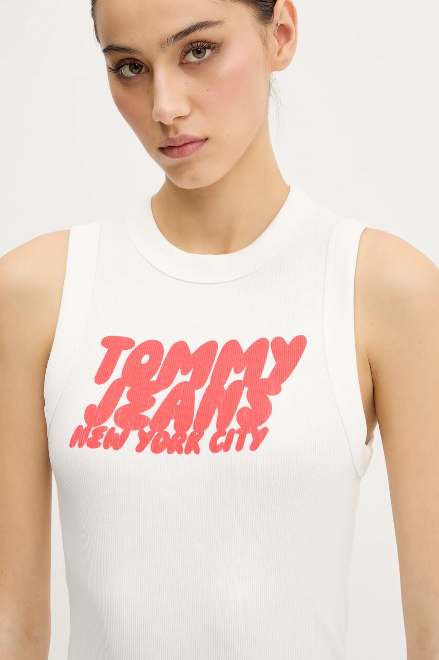 Сукня Tommy Jeans колір білий mini облягаюче DW0DW21351