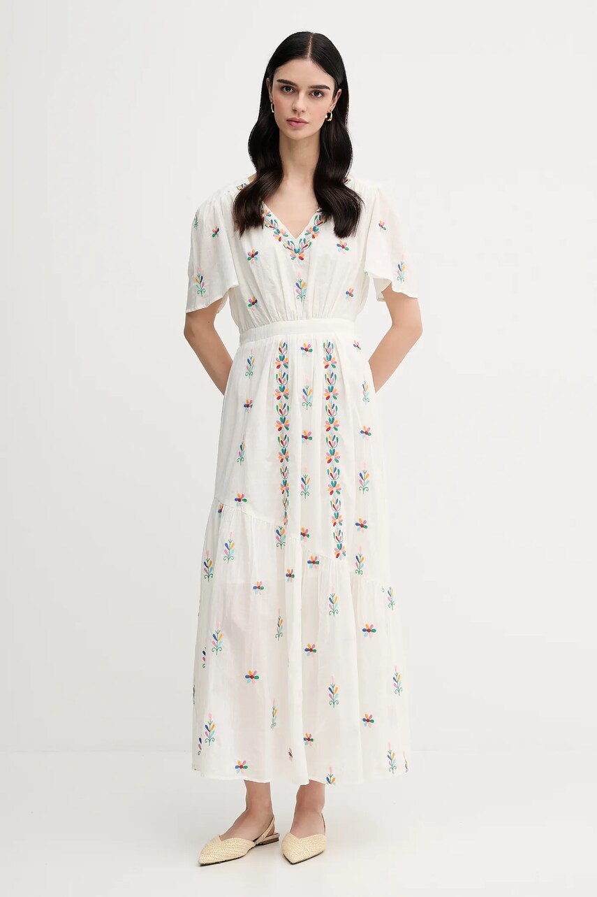 La Petite Française rochie din bumbac RACHELE culoarea bej, maxi, evazați, RACHELE
