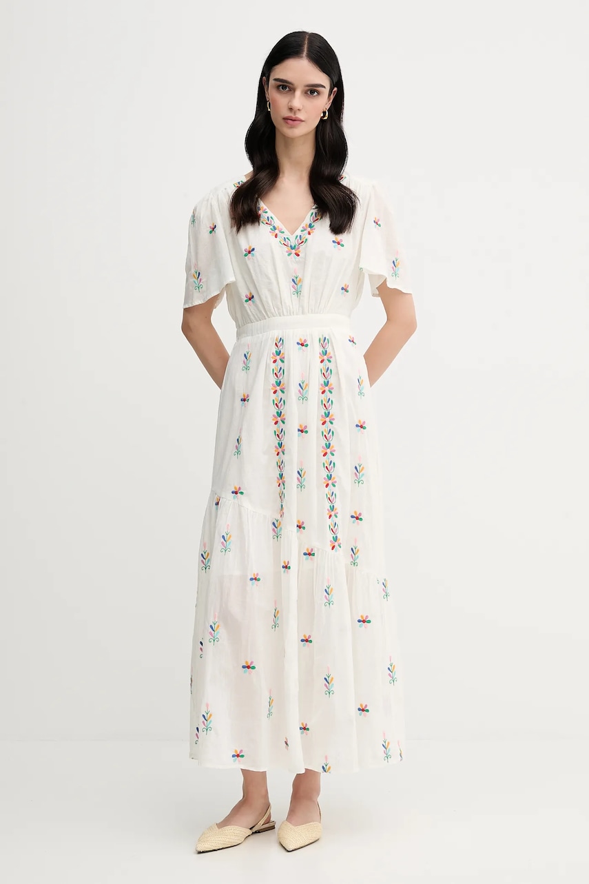 La Petite Française rochie din bumbac RACHELE culoarea bej, maxi, evazați, RACHELE