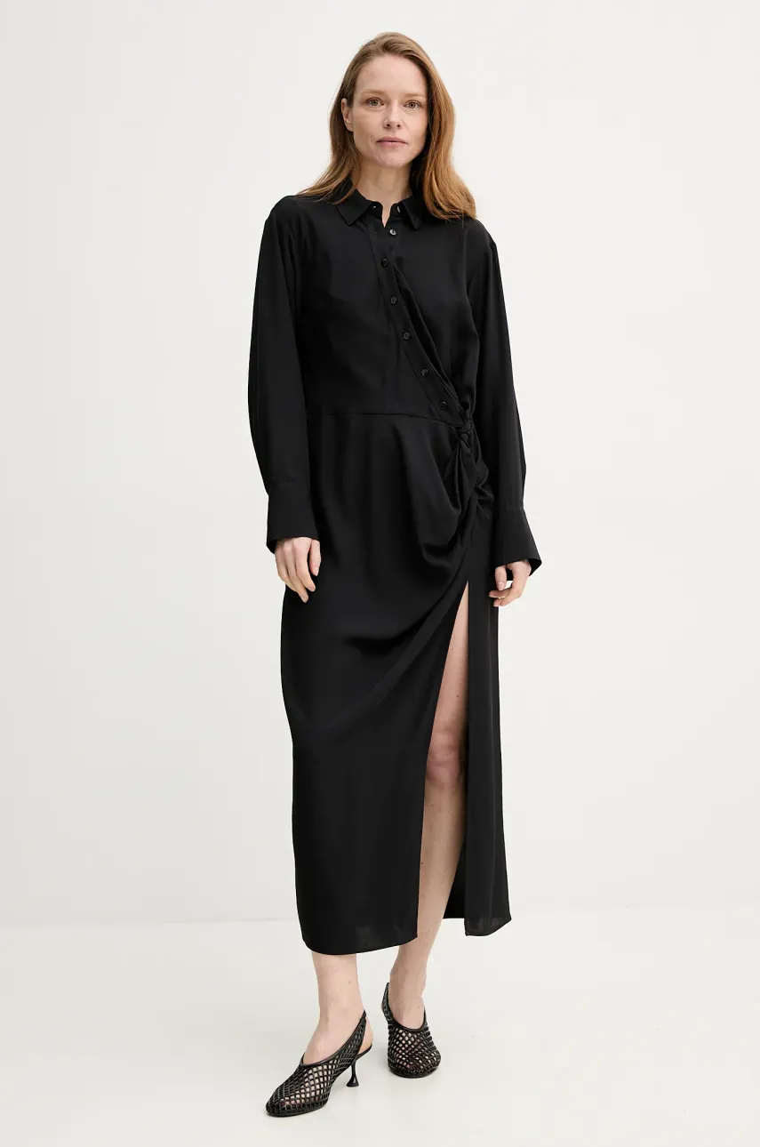 Herskind rochie Holmes culoarea negru, maxi, evazati, 5587201