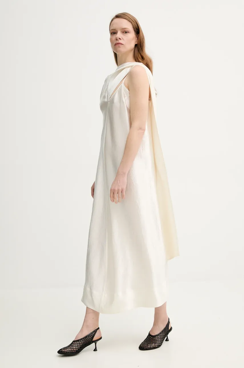Herskind rochie Leroy culoarea bej, maxi, dreaptă, 5547196
