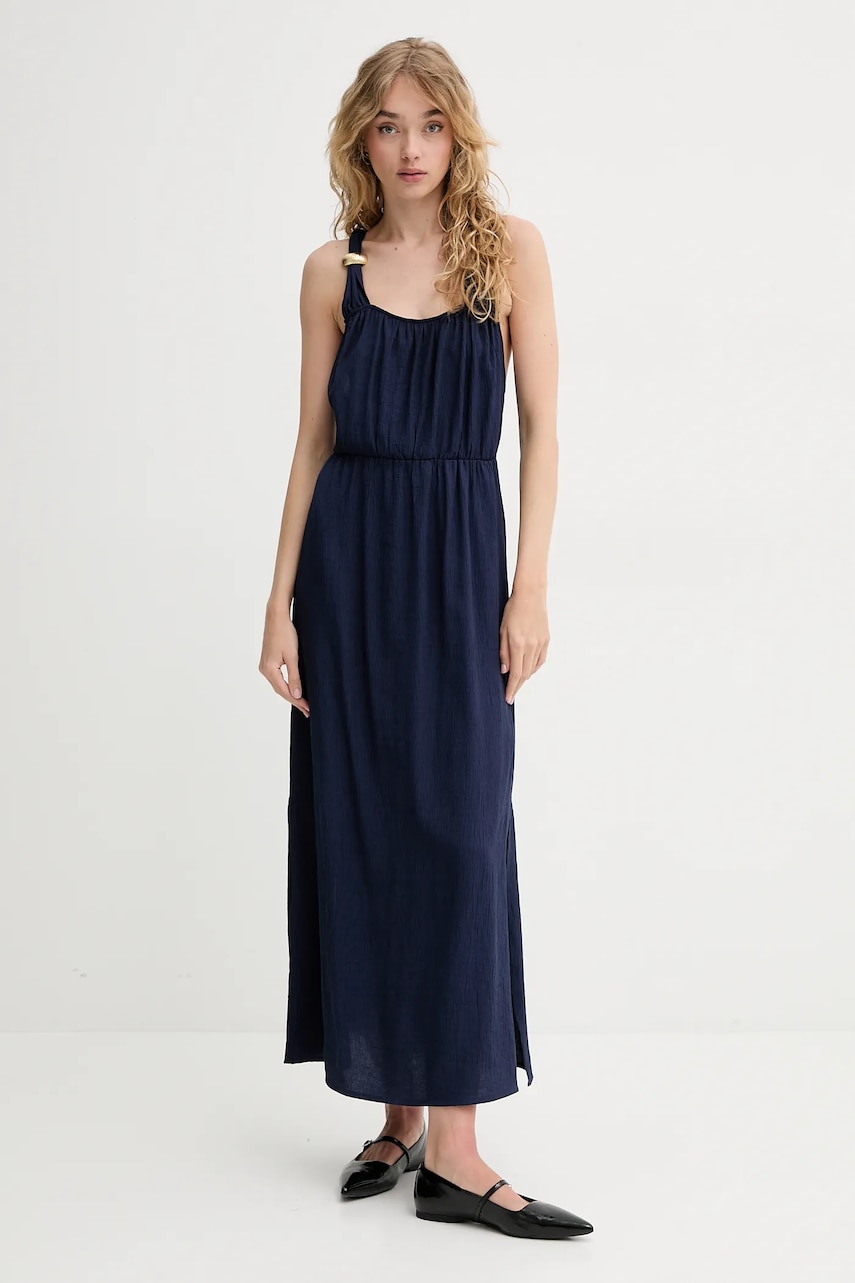 Sessun rochie culoarea bleumarin, maxi, dreaptă, 25205036