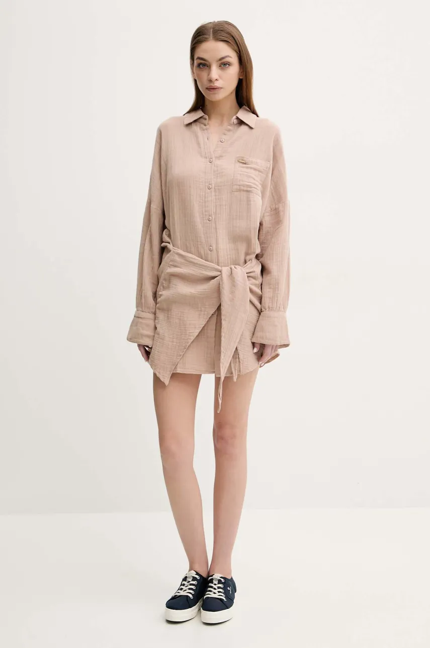 Хлопковое платье Melissa Odabash цвет коричневый mini oversize Sara Хлопковое платье Melissa Odabash цвет коричневый mini oversize Sara