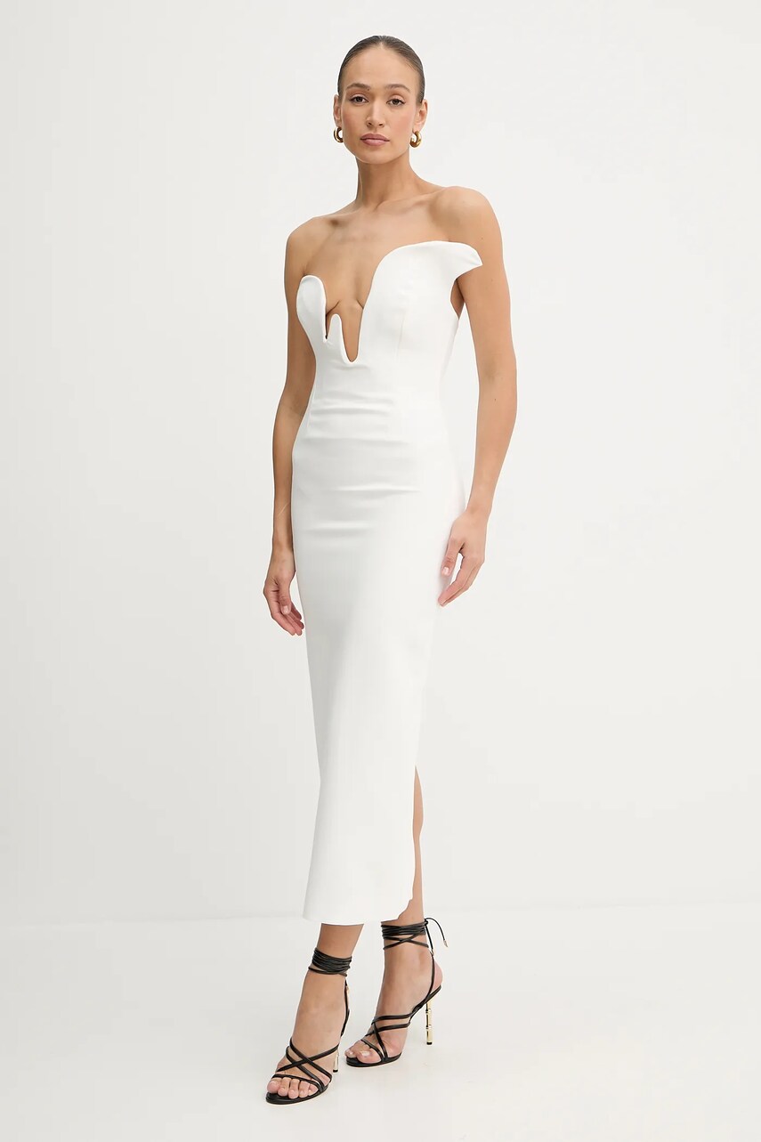 Bardot rochie ROSALYN culoarea negru, maxi, mulată, 59733DB