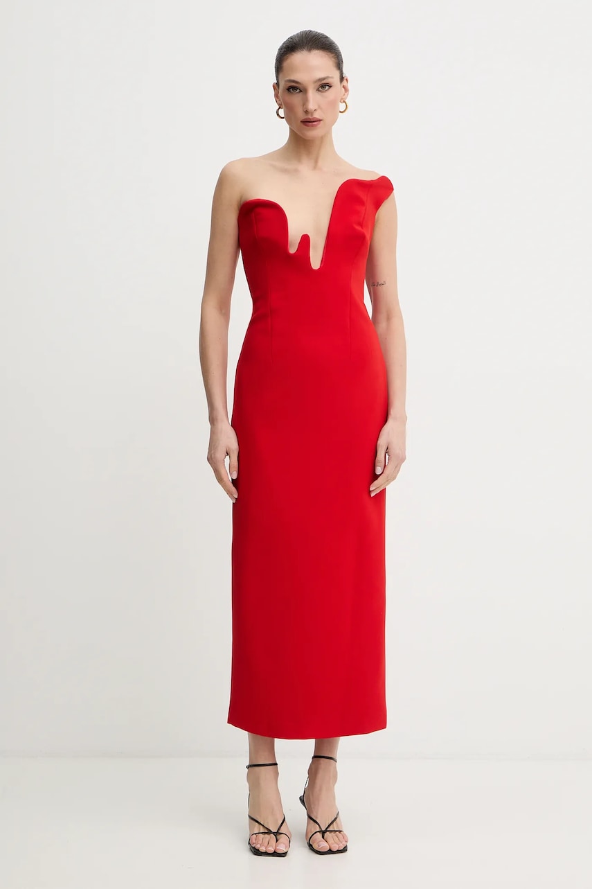 Bardot rochie ROSALYN culoarea negru, maxi, mulată, 59733DB