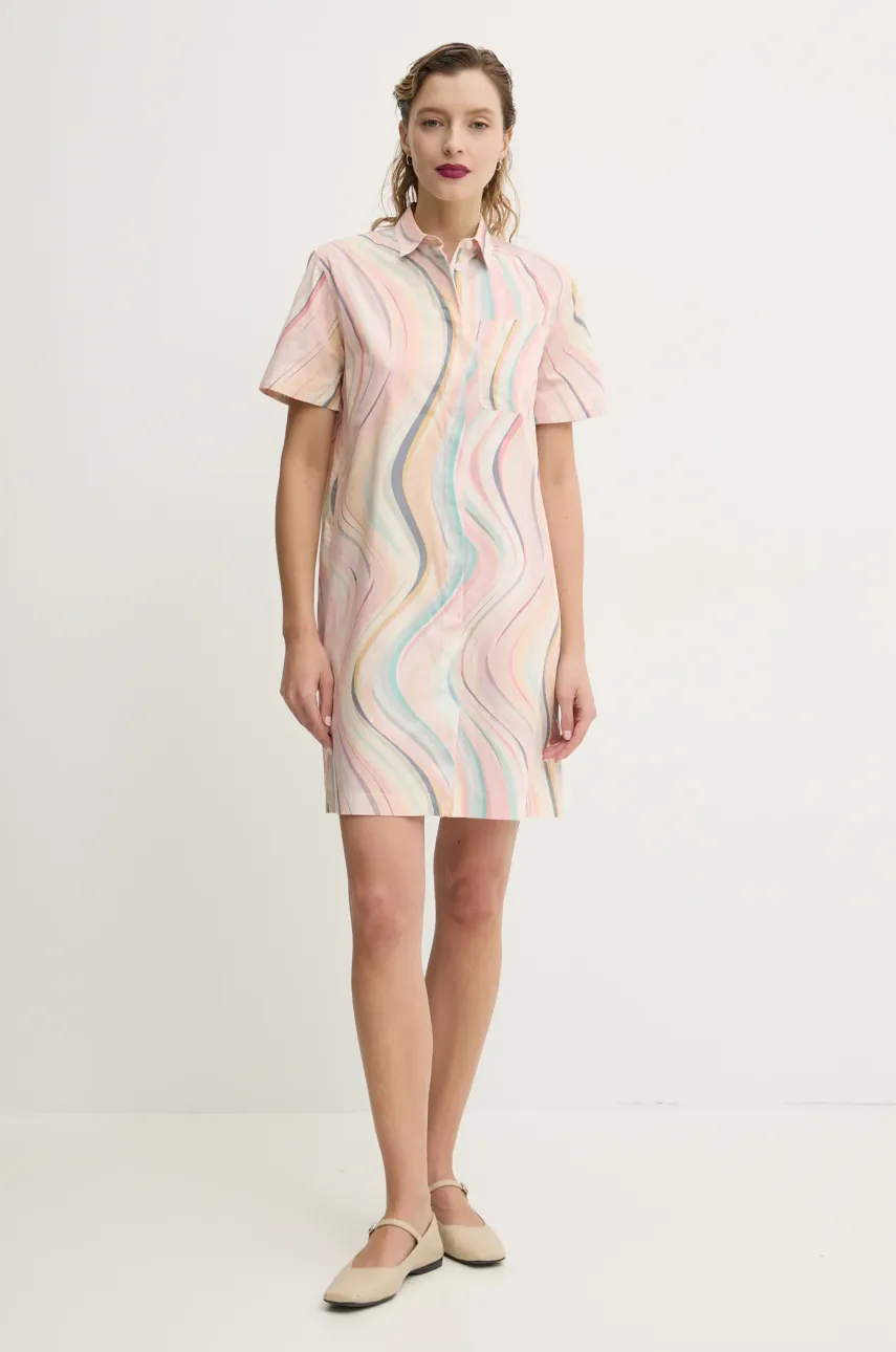 Хлопковое платье PS Paul Smith цвет бежевый mini прямое W2R.649D.P31281 Хлопковое платье PS Paul Smith цвет бежевый mini прямое W2R.649D.P31281