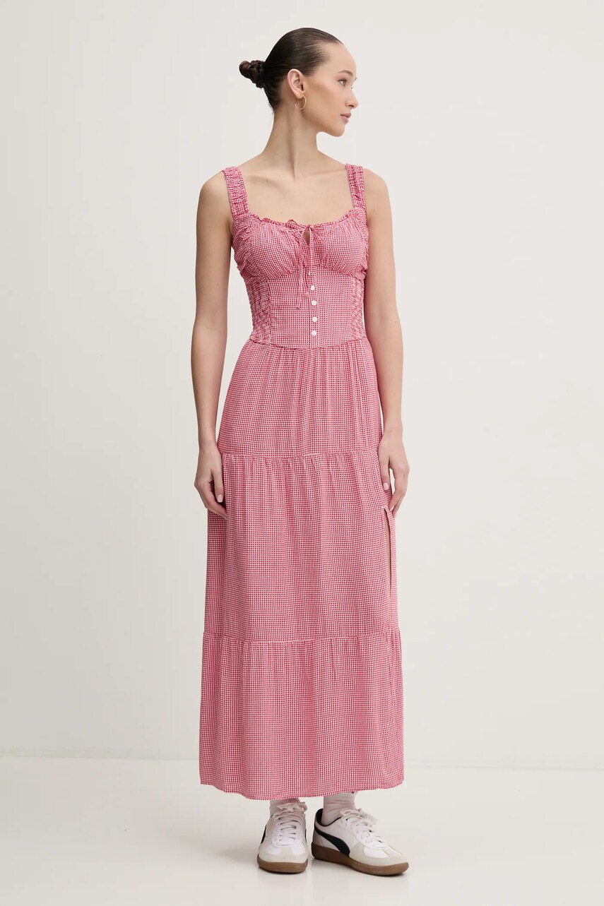 Hollister Co. rochie culoarea rosu, maxi, evazati, KI359-5014