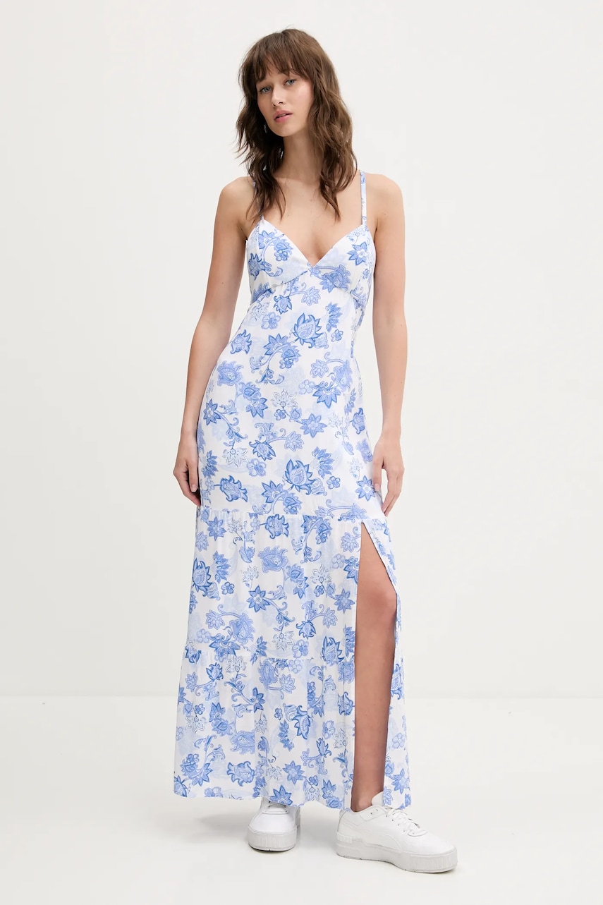 Hollister Co. rochie culoarea alb, maxi, evazată, KI359-5028