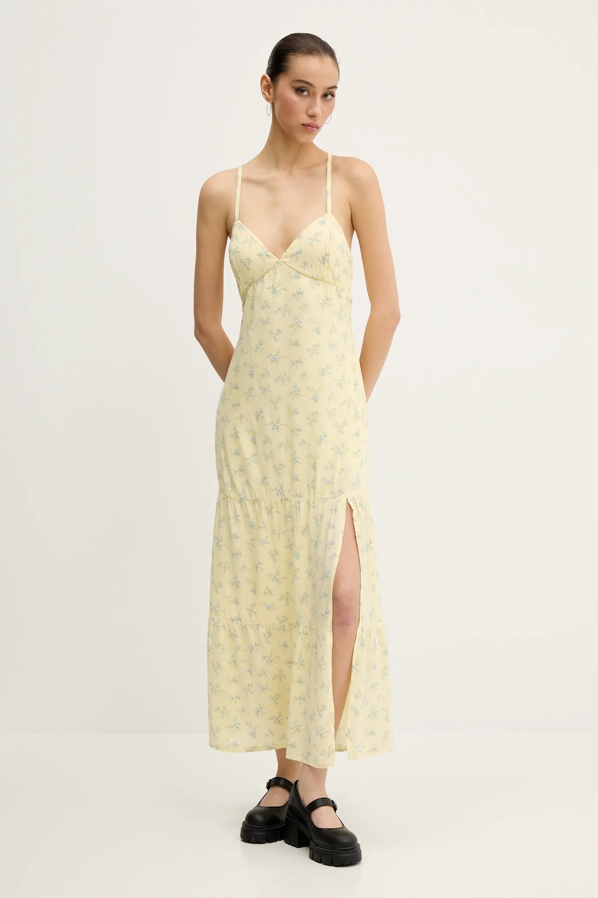Hollister Co. rochie culoarea galben, maxi, dreaptă, KI359-5080