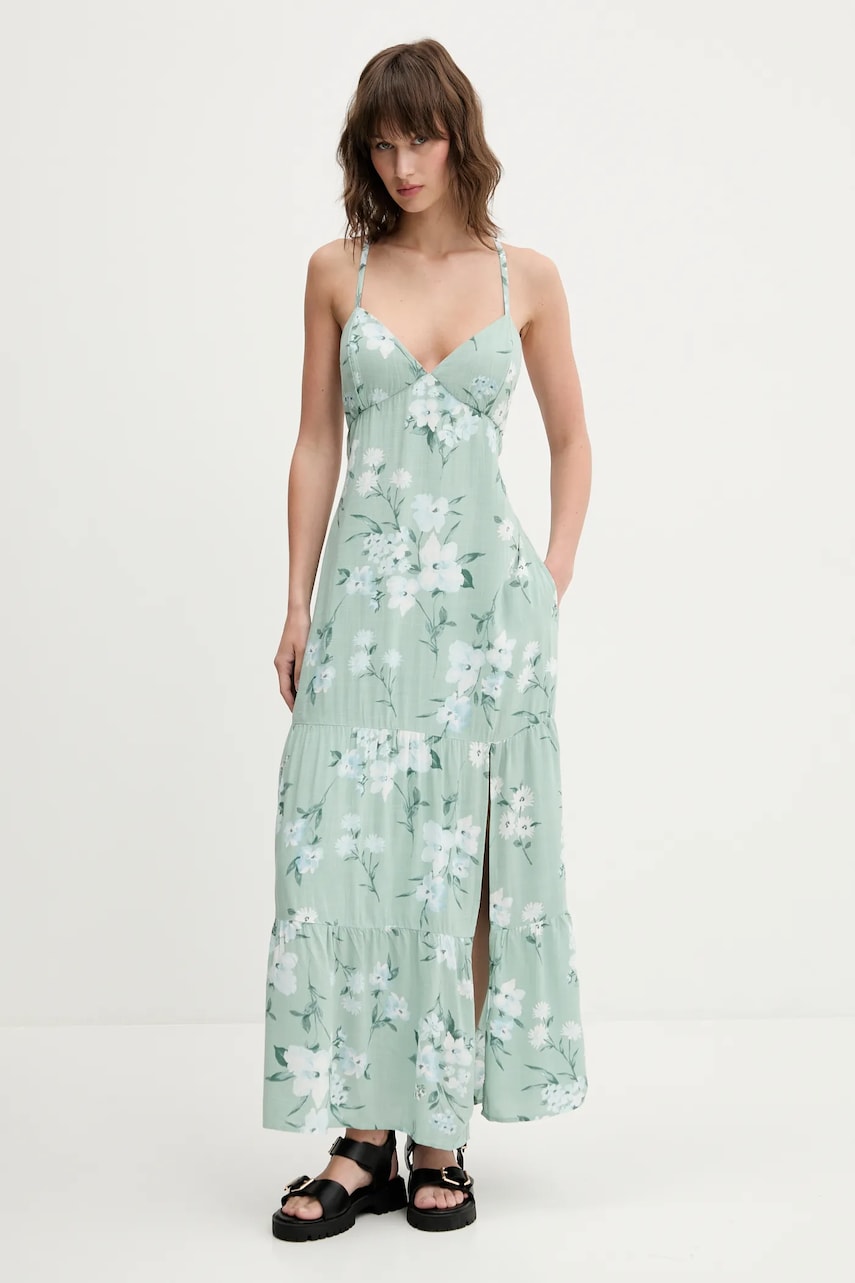 Hollister Co. rochie culoarea verde, maxi, evazată, KI359-5165 Hollister Co. rochie culoarea verde, maxi, evazată, KI359-5165