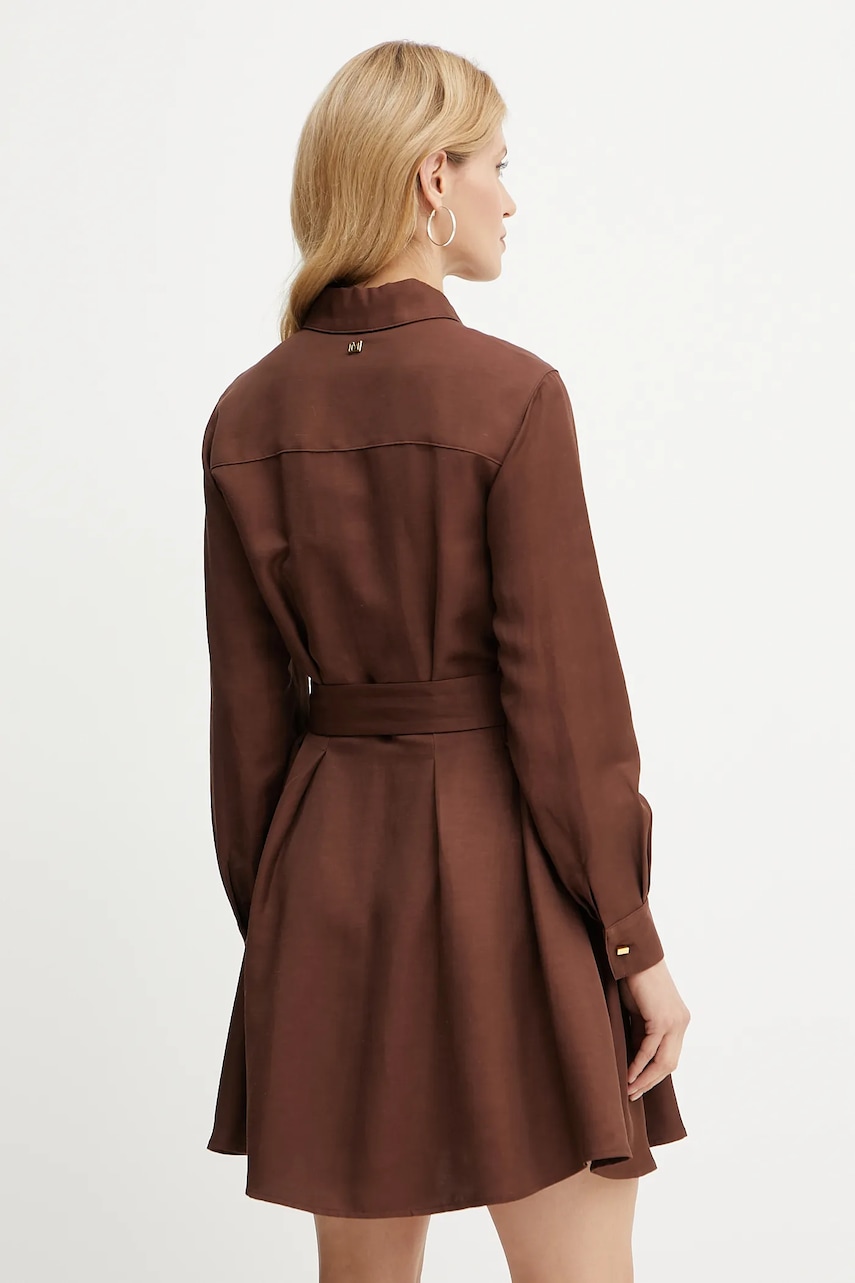 Сукня з домішкою льону Marciano Guess GRETA колір коричневий mini розкльошена 5GGK36 7316A