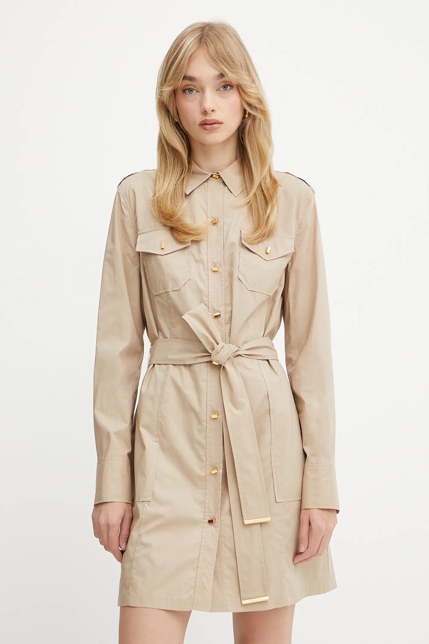Levně Šaty Marciano Guess PAT béžová barva, mini, 5GGK42 7315A