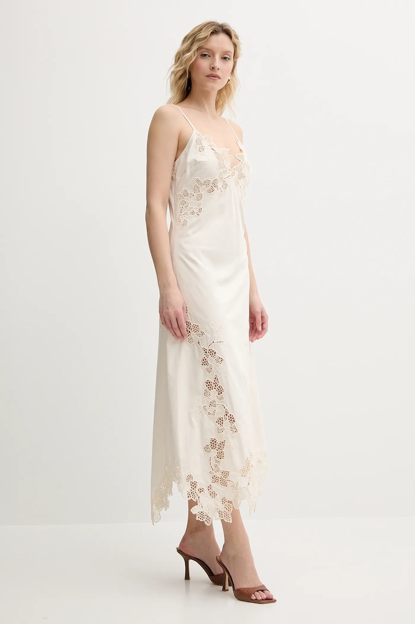 Хлопковое платье Marciano Guess BROOKE цвет бежевый maxi расклешённое 5GGK33 7313A Хлопковое платье Marciano Guess BROOKE цвет бежевый maxi расклешённое 5GGK33 7313A