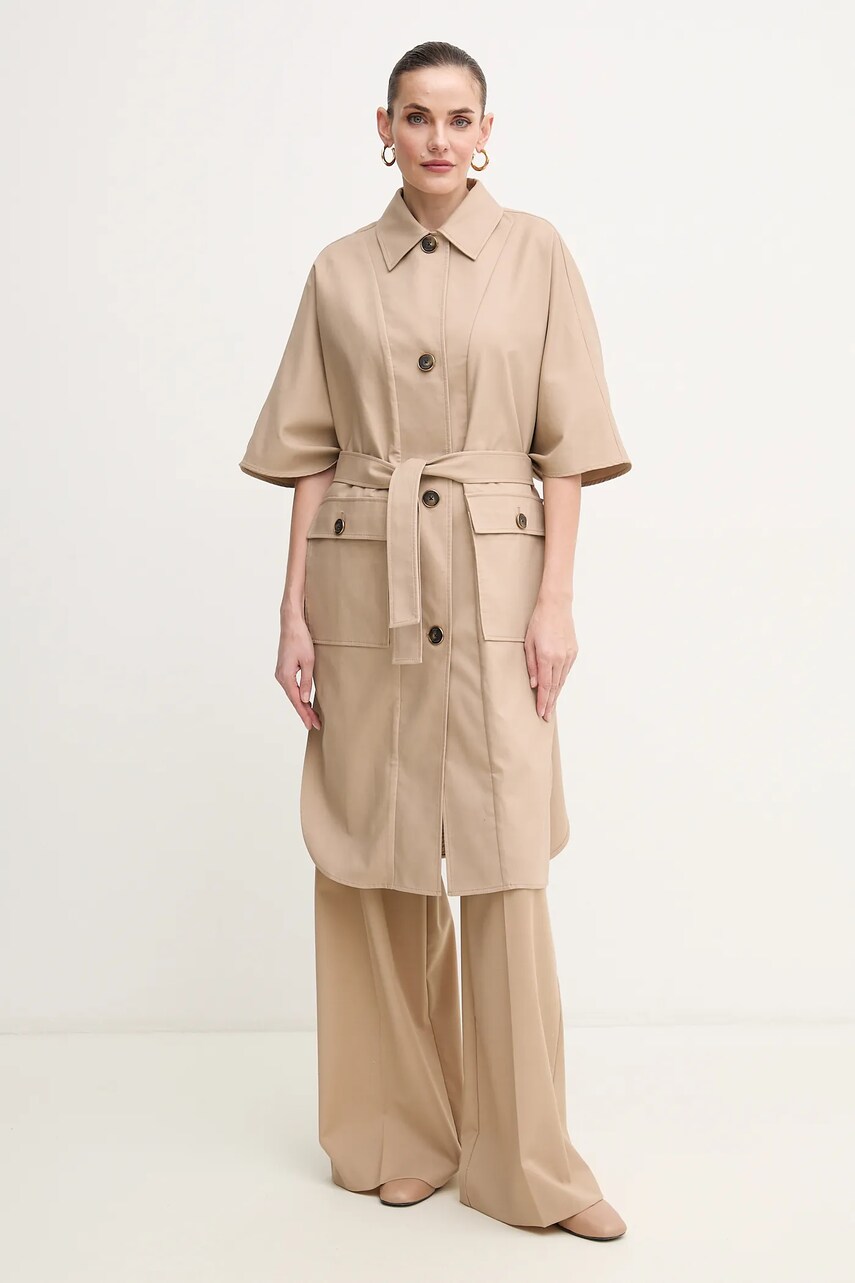 Levně Bavlněný kabát Marciano Guess CINDY béžová barva, 5GGL02 7293A