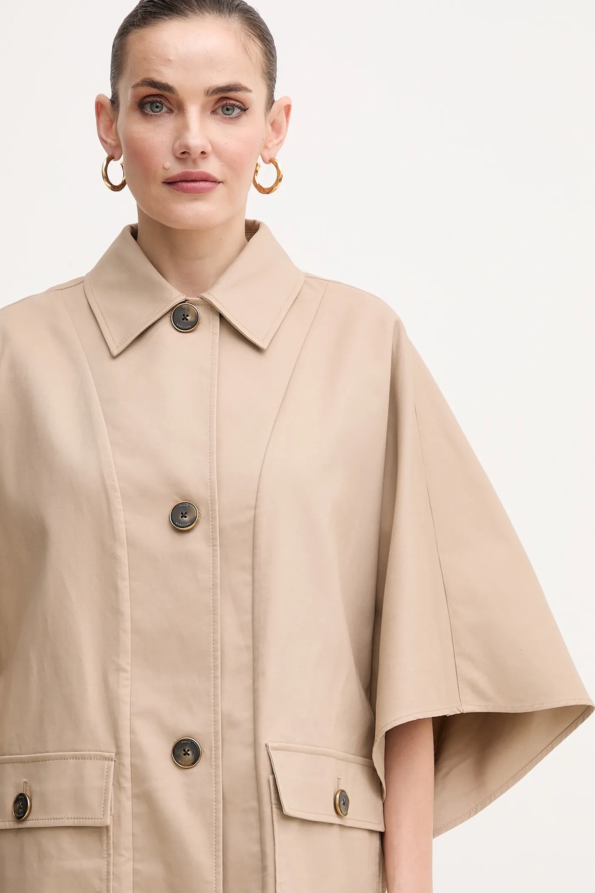 Βαμβακερό παλτό Marciano by Guess CINDY χρώμα: μπεζ, 5GGL02 7293A φωτογραφία