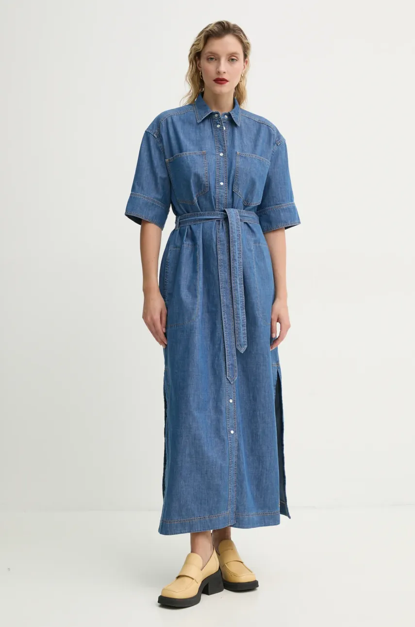 MUNTHE rochie din denim FIA maxi, evazată, 251134425104