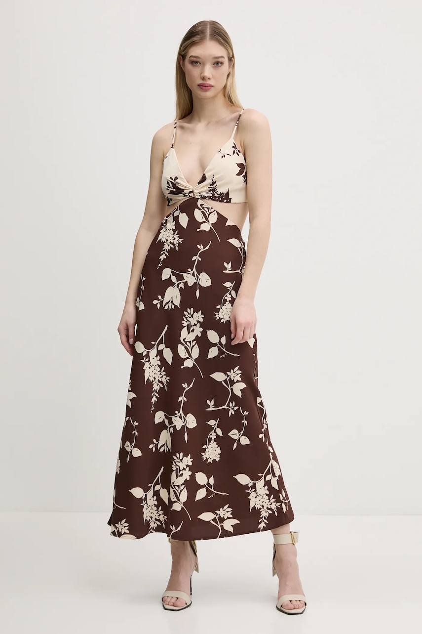 Abercrombie & Fitch rochie culoarea maro, midi, evazati, KI159-5551 Abercrombie & Fitch rochie culoarea maro, midi, evazati, KI159-5551