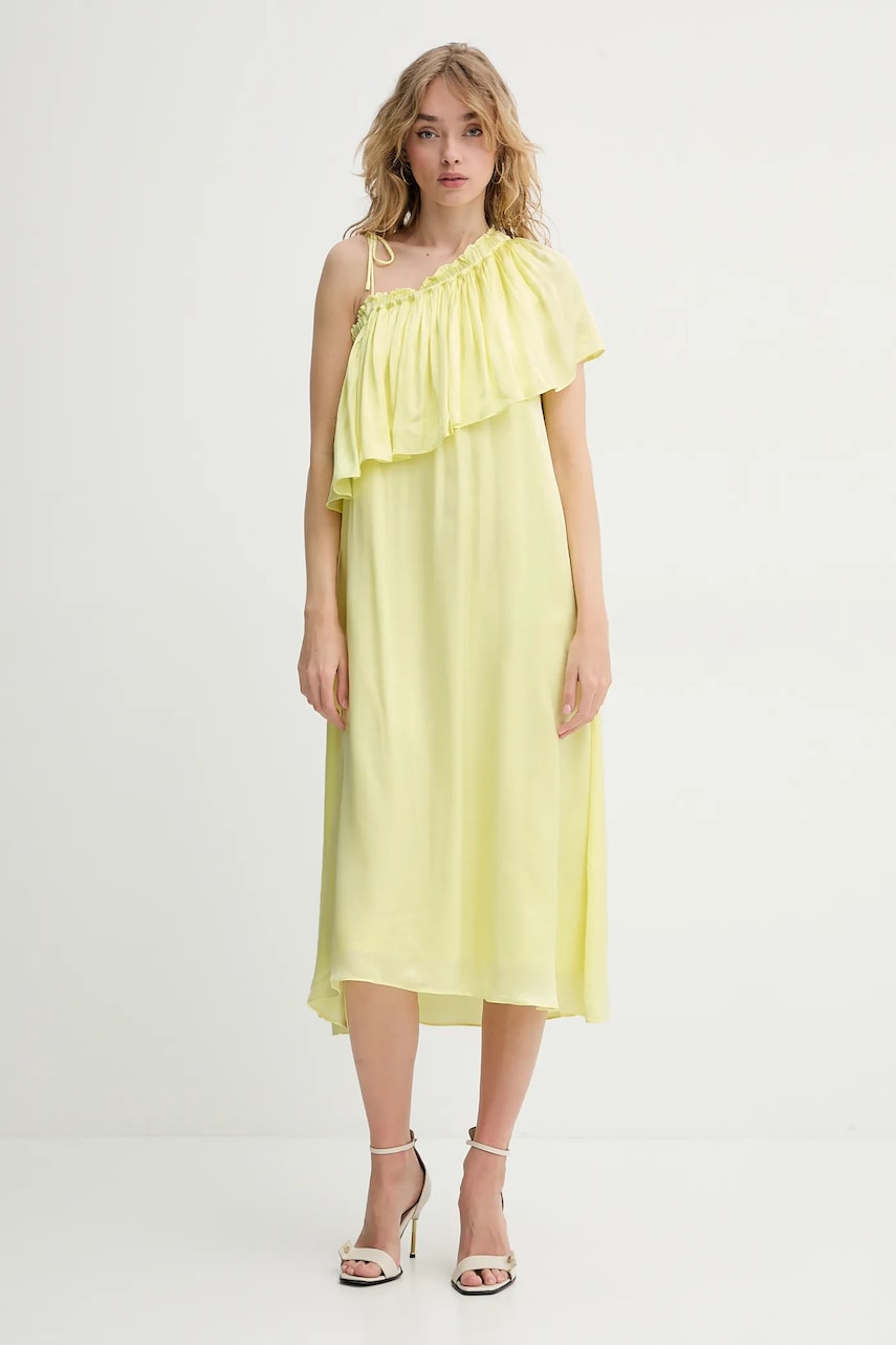 Bruuns Bazaar rochie culoarea galben, midi, drept, BBW4407