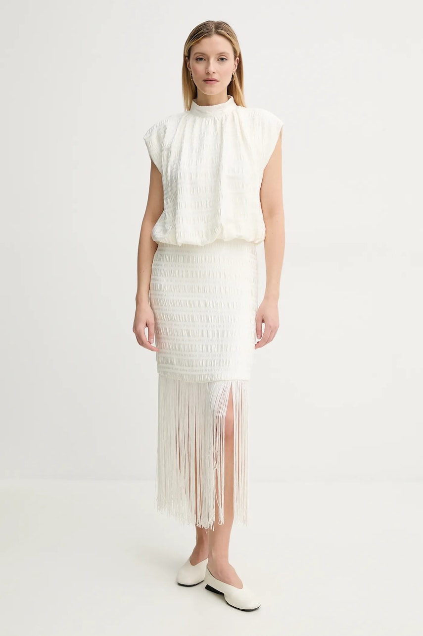 Bruuns Bazaar rochie culoarea bej, midi, mulată, BBW4432