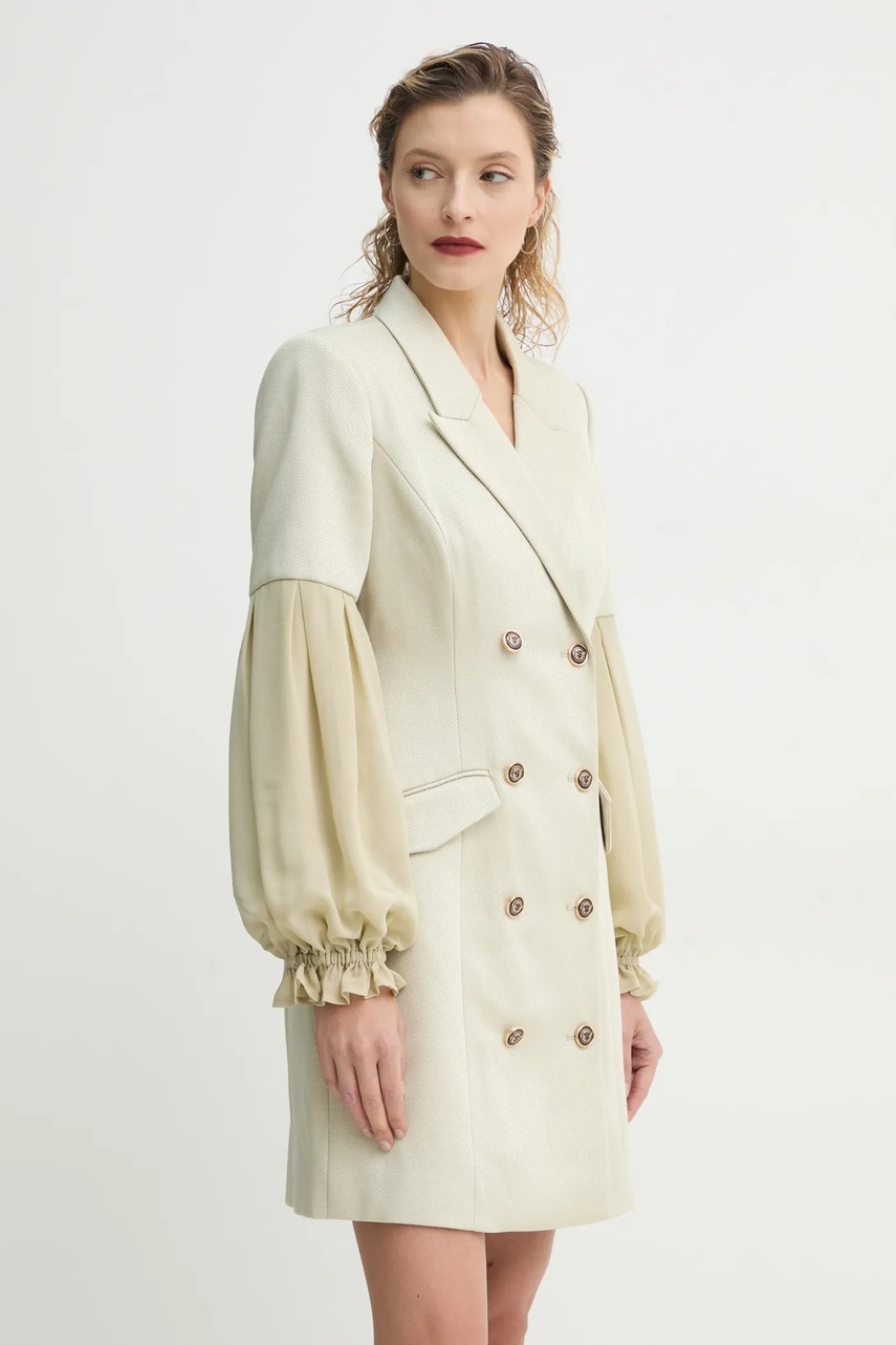 Bruuns Bazaar rochie din amestec de lana culoarea bej, mini, dreaptă, BBW4435