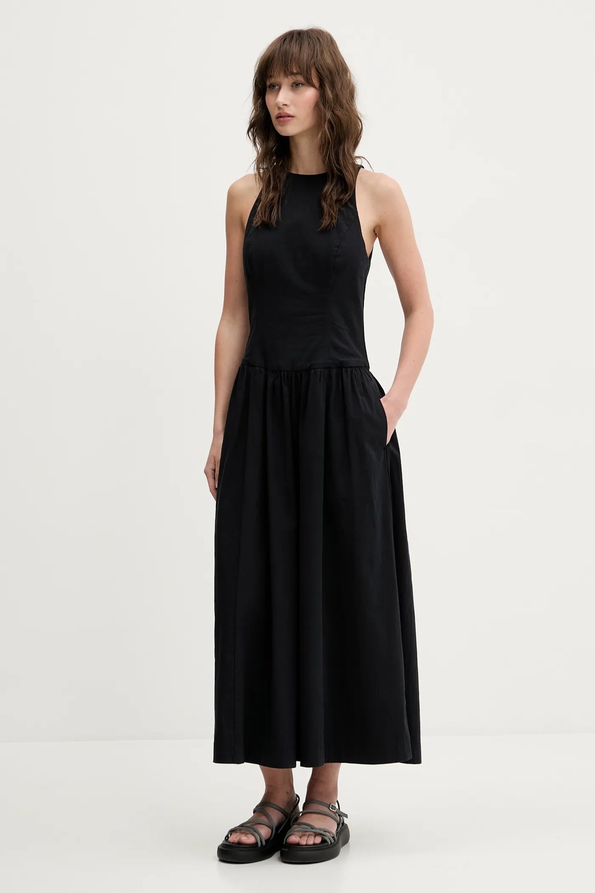 Abercrombie & Fitch rochie culoarea negru, midi, evazată, KI159-5488