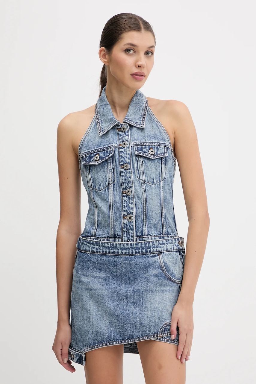 Miss Sixty rochie jeans mini, mulată, 6S2DJ13100