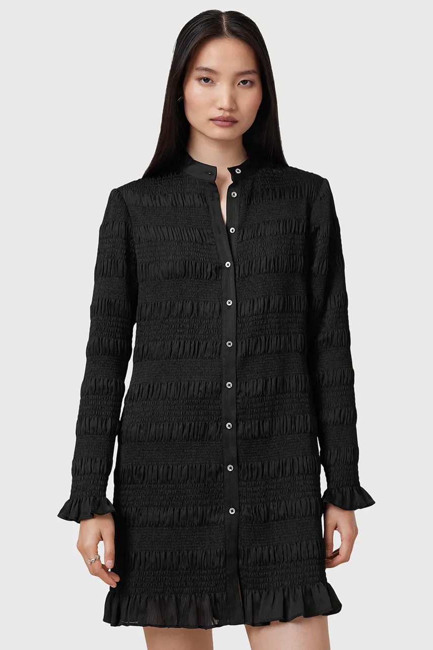 AllSaints rochie MEG culoarea negru, mini, mulată, W062DC