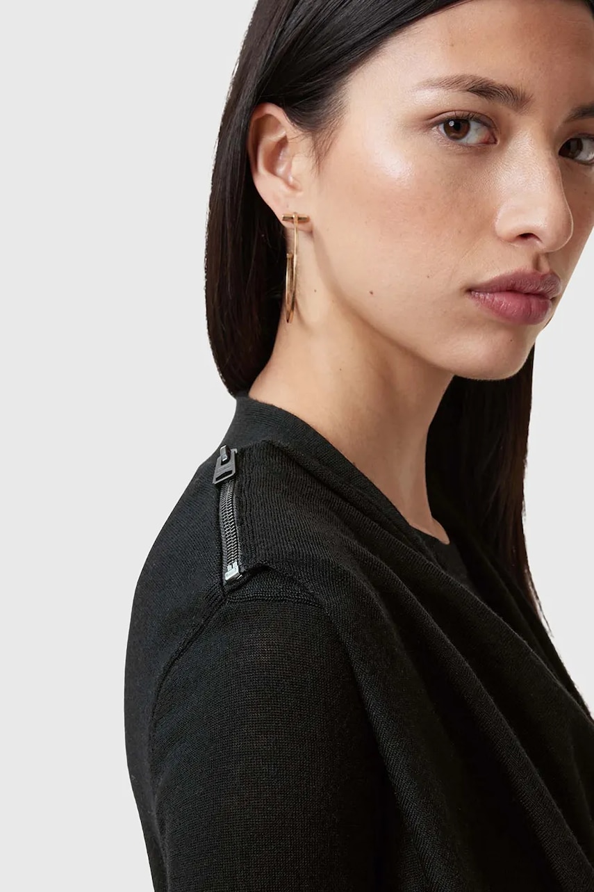 Вовняна сукня AllSaints DRINA колір чорний mini пряма W071DC
