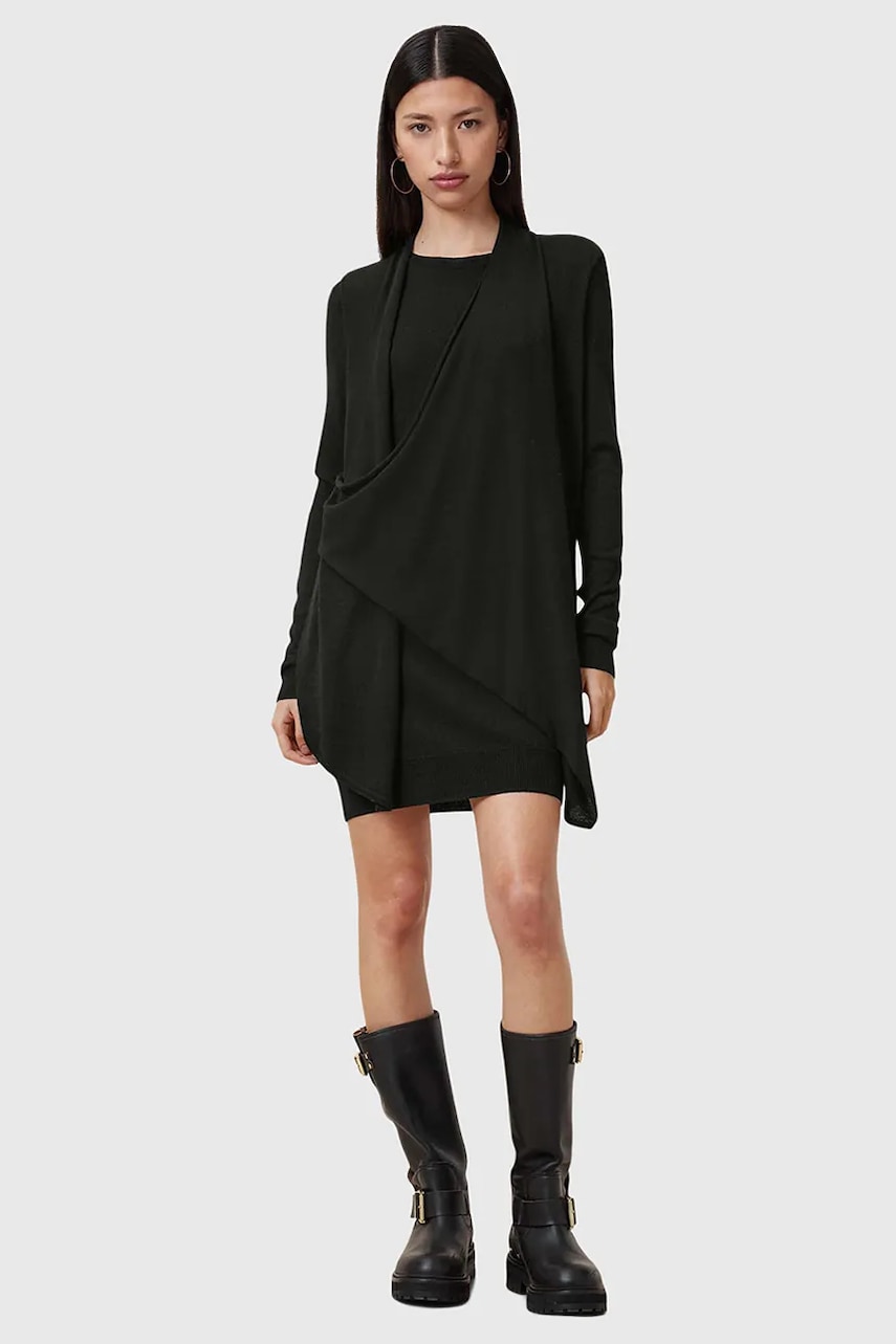 Вовняна сукня AllSaints DRINA колір чорний mini пряма W071DC