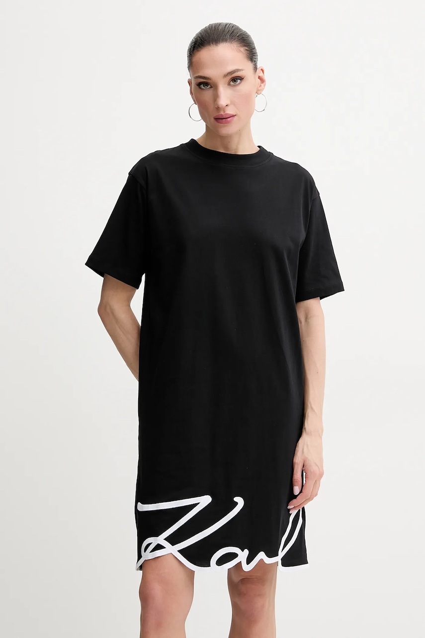 Karl Lagerfeld rochie din bumbac culoarea negru, mini, oversize, A1W13001
