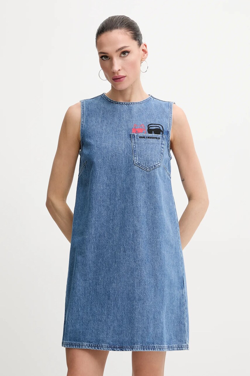 Karl Lagerfeld rochie din denim mini, dreaptă, A2W13061