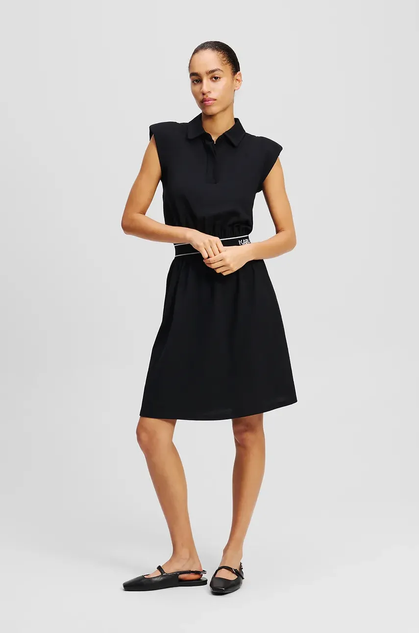 Karl Lagerfeld rochie din bumbac culoarea negru, mini, dreaptă, A2W13038