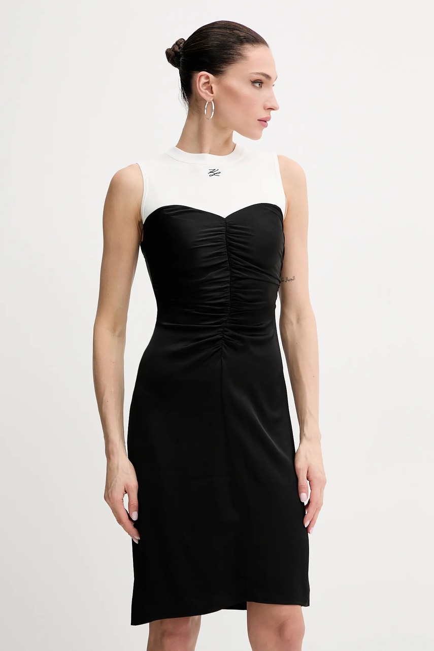 Karl Lagerfeld rochie culoarea negru, mini, mulată, A2W13003