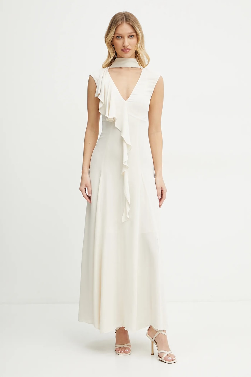 Сукня Karl Lagerfeld колір бежевий maxi розкльошена A2W13011