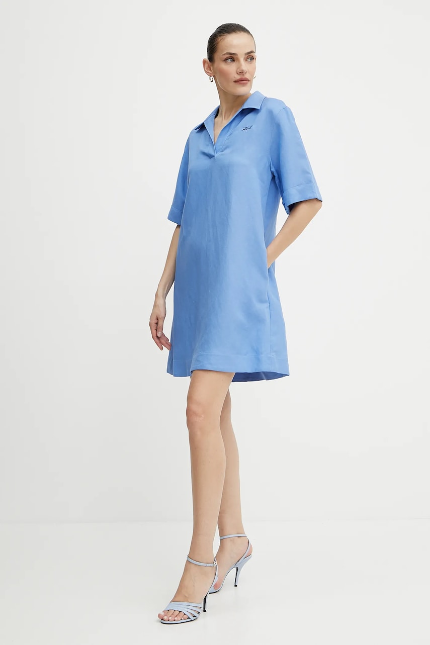 Льняна сукня Karl Lagerfeld колір фіолетовий mini oversize A2W13060