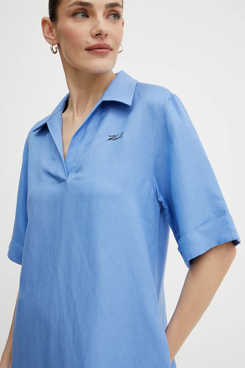 Льняна сукня Karl Lagerfeld колір фіолетовий mini oversize A2W13060