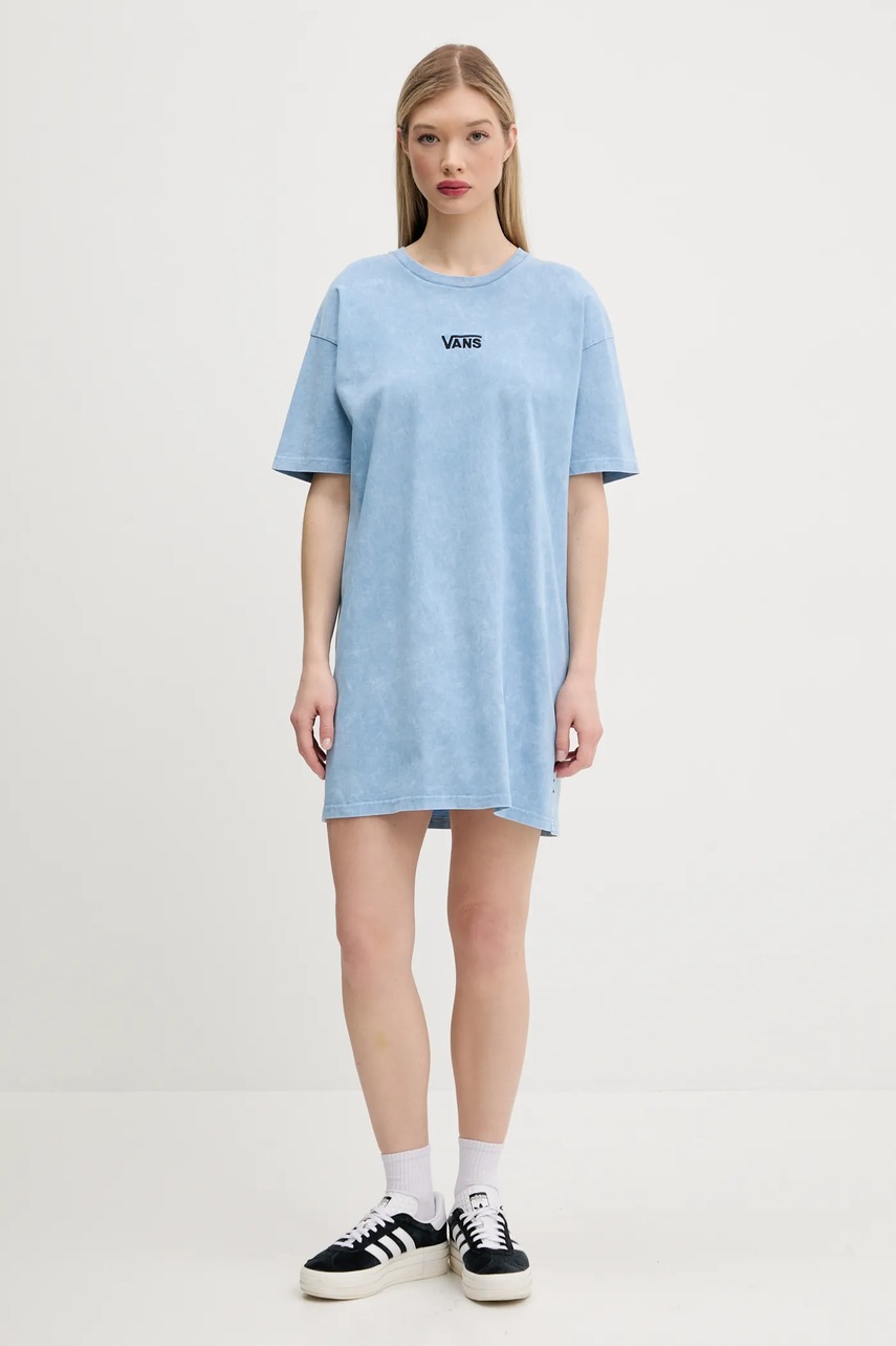 Βαμβακερό φόρεμα Vans χρώμα: μπλε, VN00046QE2W1 φωτογραφία