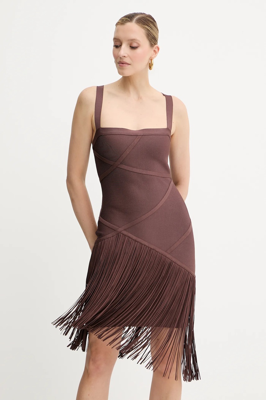 Herve Leger rochie Josephine culoarea rosu, mini, mulata, FRI8513807