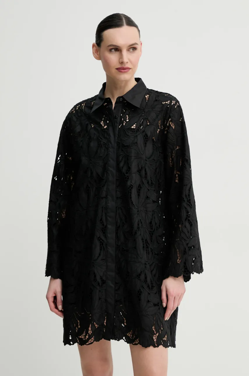 ISABELLE BLANCHE rochie din bumbac culoarea negru, mini, evazată, IS25SS-A170-T020