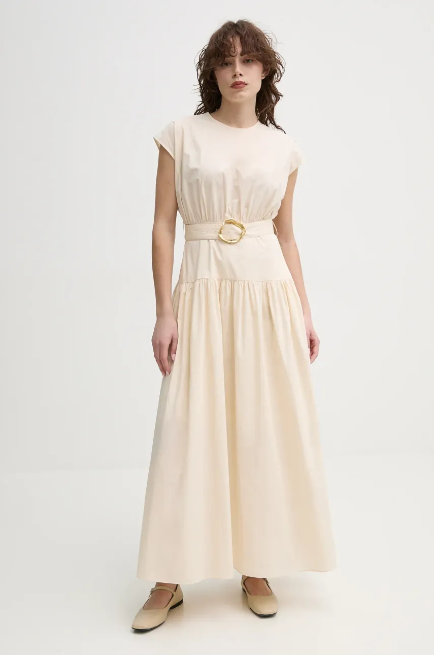 ISABELLE BLANCHE rochie din bumbac culoarea bej, maxi, evazată, IS25SS-A135-T010