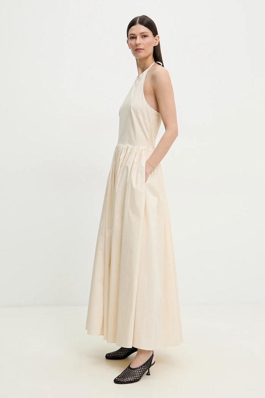 ISABELLE BLANCHE rochie din bumbac culoarea bej, maxi, evazati, IS25SS-A134-T010 ISABELLE BLANCHE rochie din bumbac culoarea bej, maxi, evazati, IS25SS-A134-T010